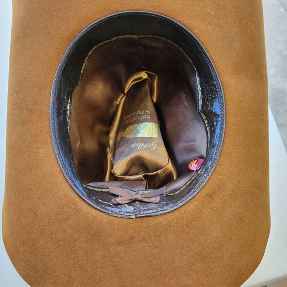 Vintage Chris Eddy Cowboy Hat Brown Wool Ltd Ed Golden Spurs Collec Mens Size 7 - Picture 9 of 11